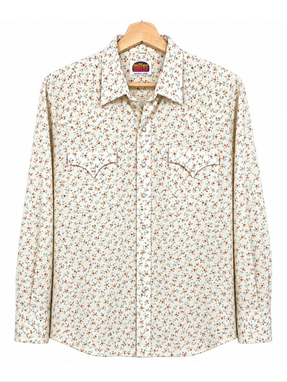 Vintage Miller Western Wear Floral Pearl Snap Cowboy Shirt XL 17.5-34